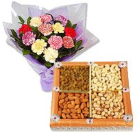 Mix Dry Fruits with Rakhi to India