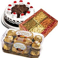 Rakhi with Cake, Dry Fruits and Chocolates Rakhi Gift Hampers