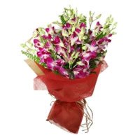 Send Rakhi with Purple Orchid Bunch on Rakhi