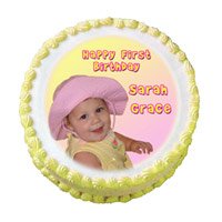 Send Rakhi to India with Pineapple Photo Cake